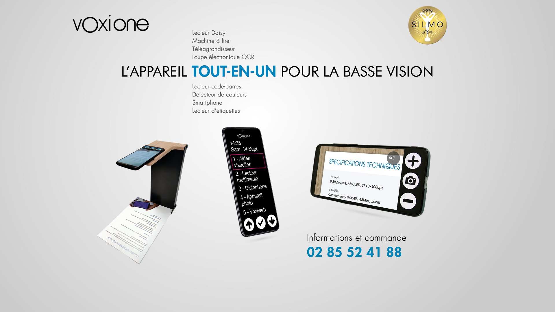 VoxiOne, l'appareil tout-en pour la basse vision - Contact et commande 02 85 52 41 88
